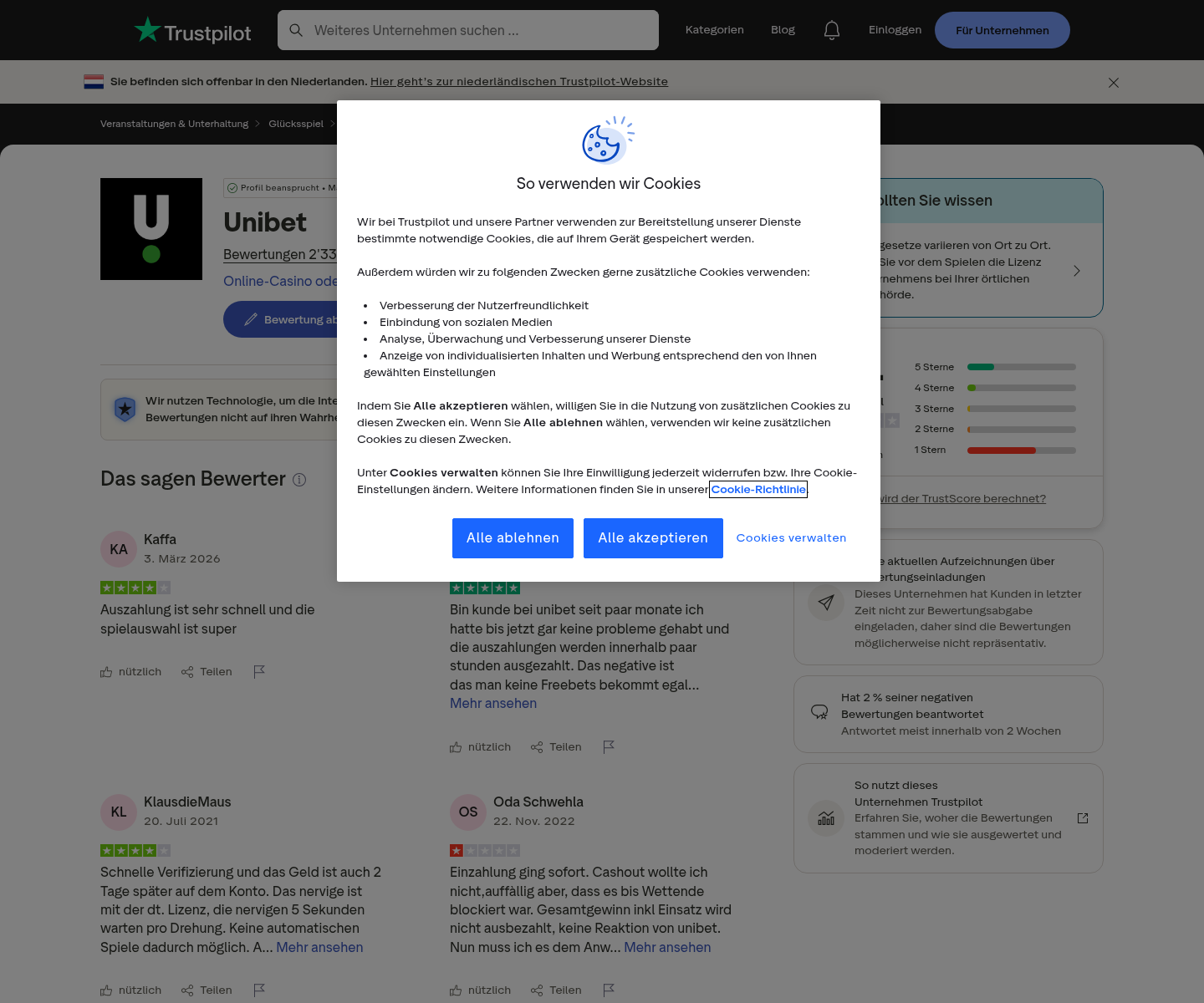 Erfasste Community-Ansicht; Nutzerkontext ohne Beweiswert für Einzelfälle